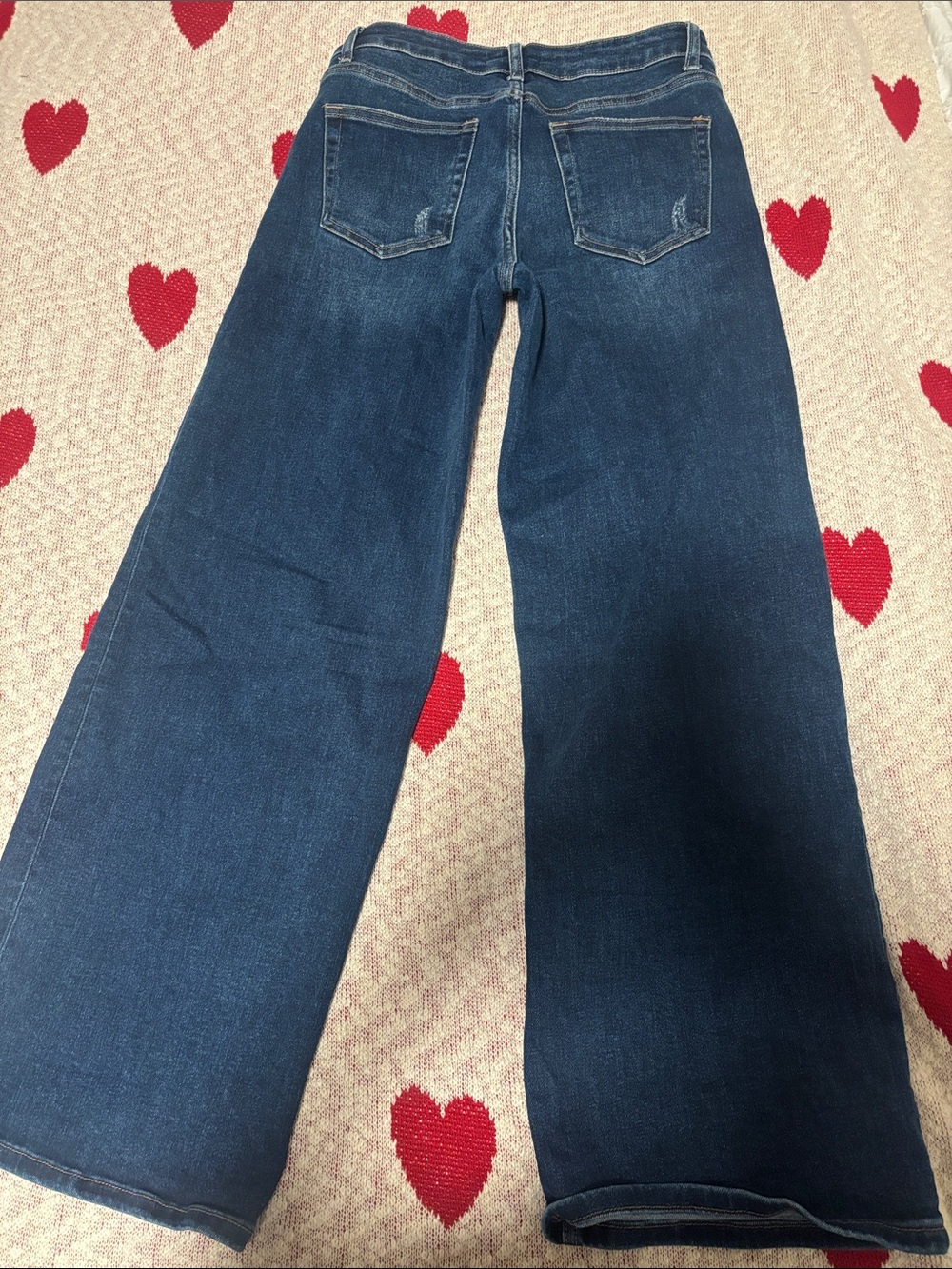 High-Rise Wide Leg Jeans in Dark Blue Denim - Picture 2 of 3